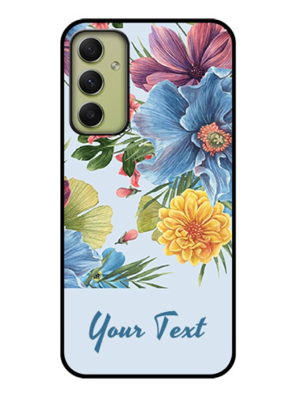 Custom Galaxy A34 5G Custom Glass Mobile Case - Stunning Watercolored Flowers Painting Design