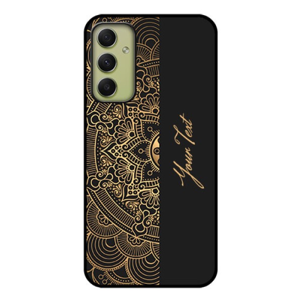 Galaxy A34 5G Photo Printing on Glass Case - Mandala art with custom text Design Galaxy A34 5G Photo Printing on Glass Case - Mandala art with custom text Design