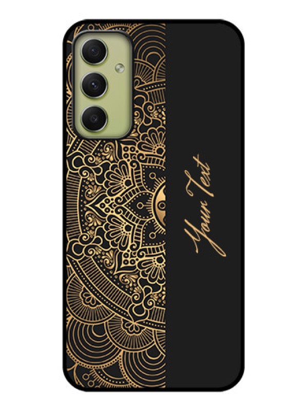 Custom Galaxy A34 5G Photo Printing on Glass Case - Mandala art with custom text Design