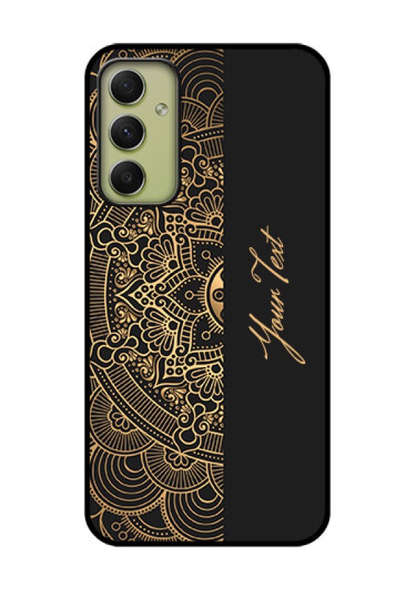 Galaxy A34 5G Photo Printing on Glass Case - Mandala art with custom text Design