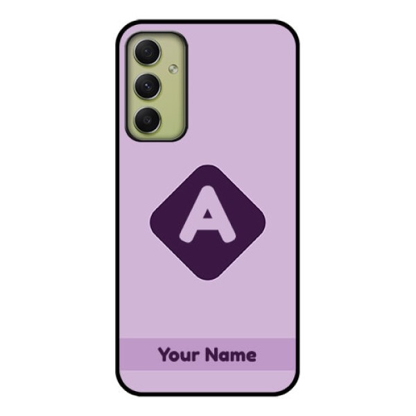 Galaxy A34 5G Custom Glass Mobile Case - Custom Letter in curved badge Design Galaxy A34 5G Custom Glass Mobile Case - Custom Letter in curved badge Design