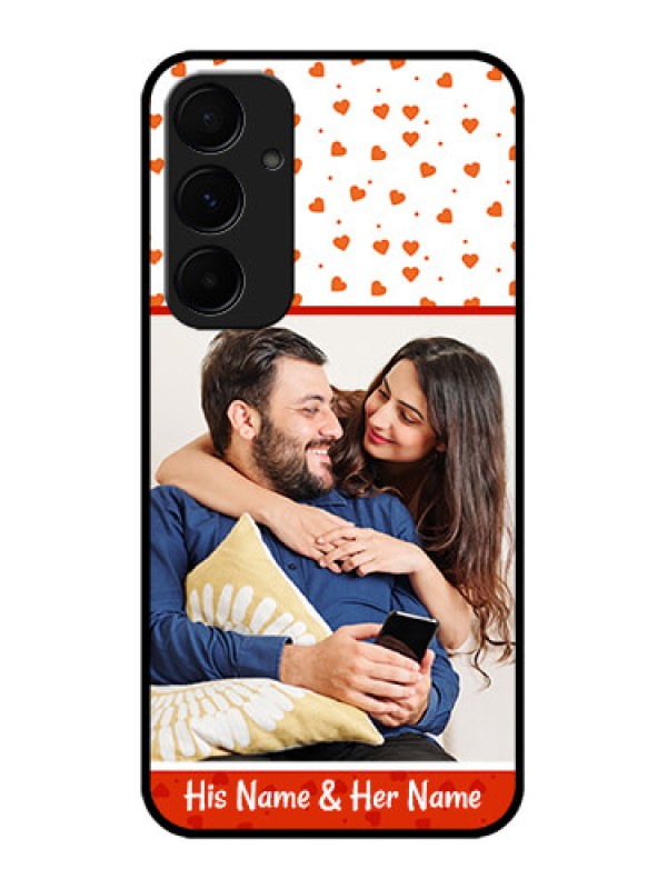 Custom Samsung Galaxy A35 5G Custom Glass Phone Case - Orange Love Symbol Design