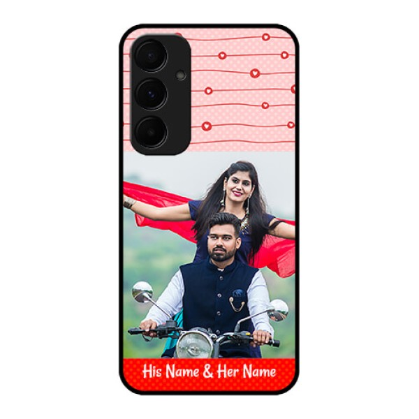 Samsung Galaxy A35 5G Custom Glass Phone Case - Red Pattern Case Design Samsung Galaxy A35 5G Custom Glass Phone Case - Red Pattern Case Design