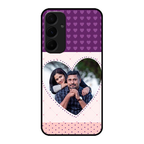 Samsung Galaxy A35 5G Custom Glass Phone Case - Violet Love Dots Design Samsung Galaxy A35 5G Custom Glass Phone Case - Violet Love Dots Design