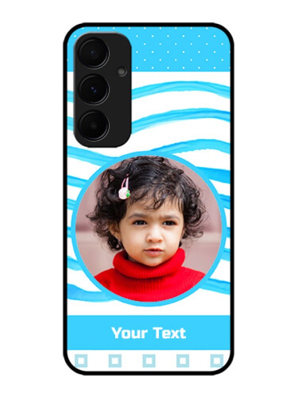Custom Samsung Galaxy A35 5G Custom Glass Phone Case - Simple Blue Case Design