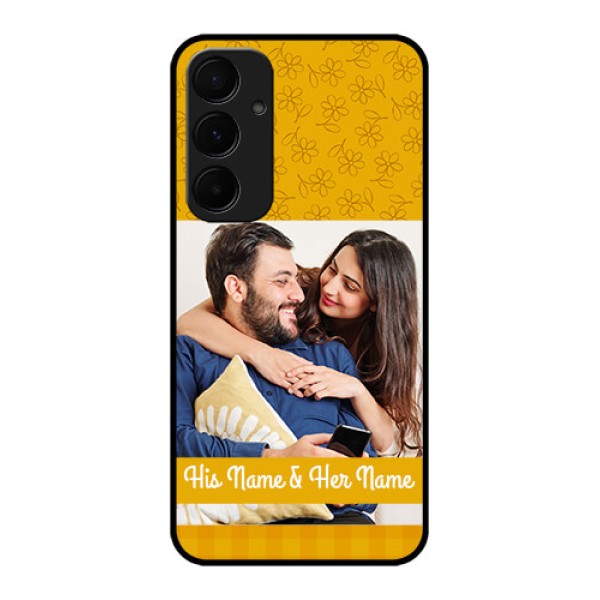 Samsung Galaxy A35 5G Custom Glass Phone Case - Yellow Floral Design
