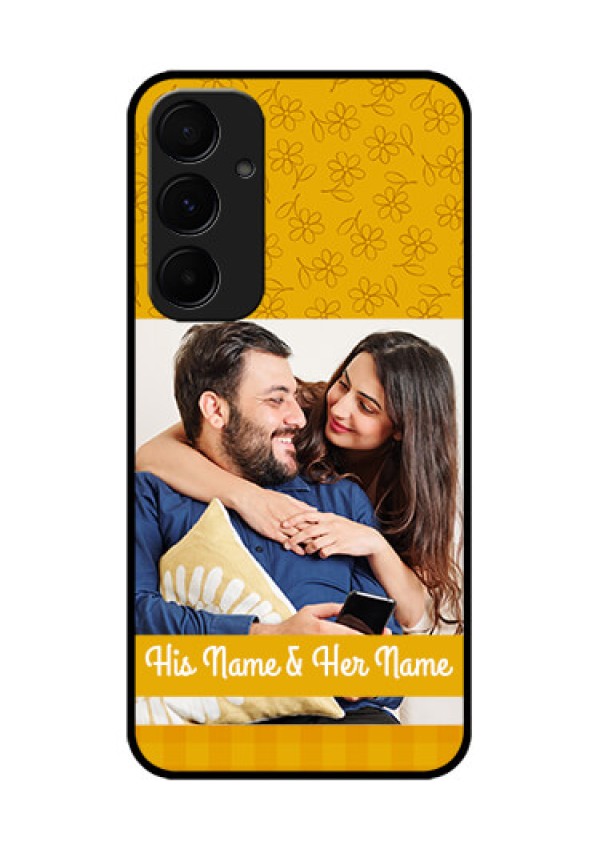 Samsung Galaxy A35 5G Custom Glass Phone Case - Yellow Floral Design