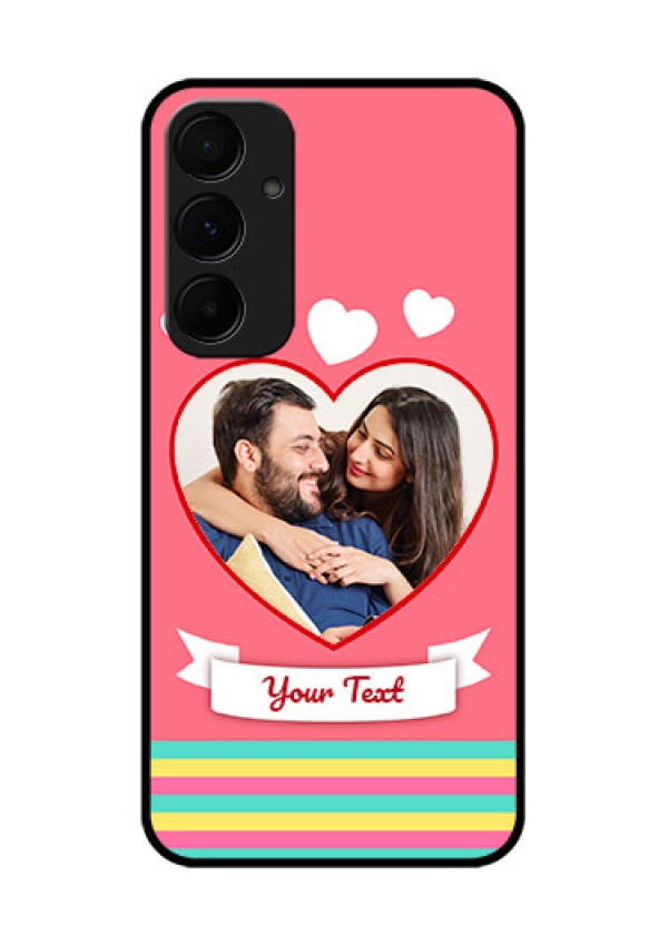 Samsung Galaxy A35 5G Custom Glass Phone Case - Love Shapes Doodle Design
