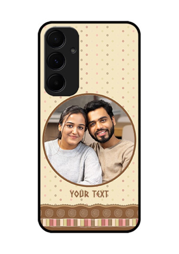 Samsung Galaxy A35 5G Custom Glass Phone Case - Brown Dotted Mobile Case Design