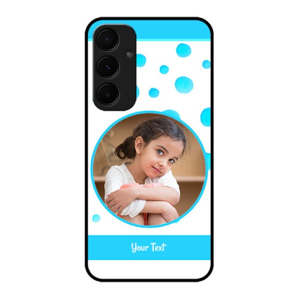 Samsung Galaxy A35 5G Custom Glass Phone Case - Blue Bubbles Pattern Design Samsung Galaxy A35 5G Custom Glass Phone Case - Blue Bubbles Pattern Design