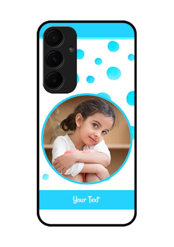 Samsung Galaxy A35 5G Custom Glass Phone Case - Blue Bubbles Pattern Design