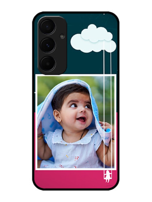 Custom Samsung Galaxy A35 5G Custom Glass Phone Case - Cute Girl With Cloud Design