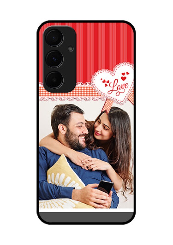 Samsung Galaxy A35 5G Custom Glass Phone Case - Red Love Pattern Design