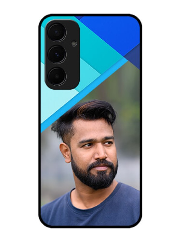 Custom Samsung Galaxy A35 5G Custom Glass Phone Case - Blue Pattern Design