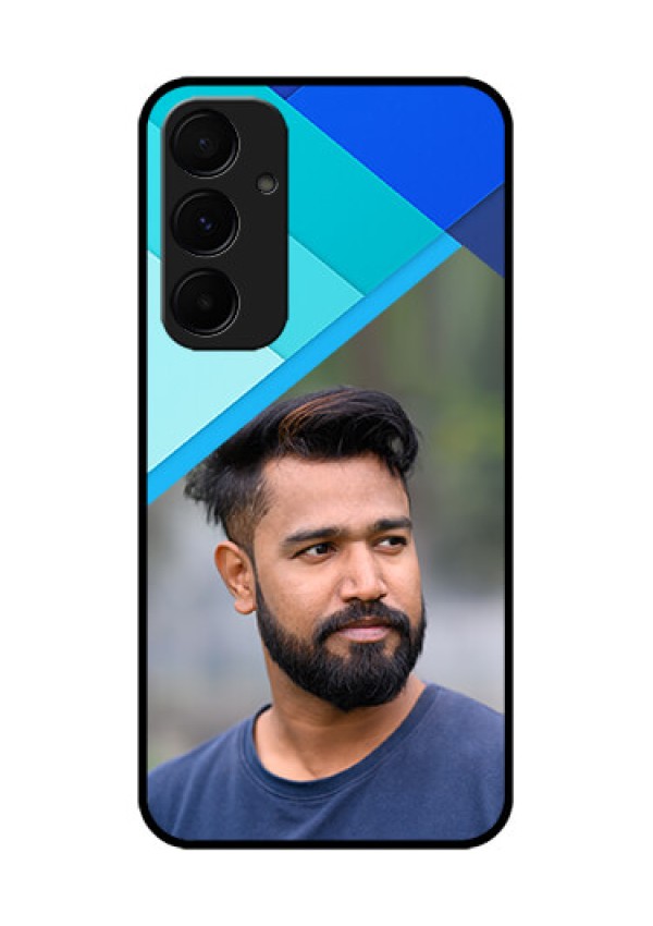 Samsung Galaxy A35 5G Custom Glass Phone Case - Blue Pattern Design