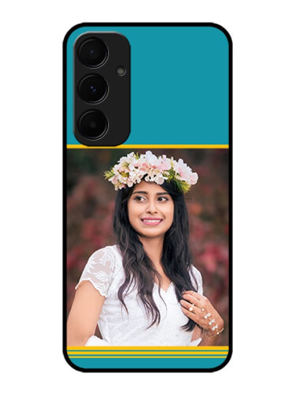 Custom Samsung Galaxy A35 5G Custom Glass Phone Case - Yellow & Blue Design