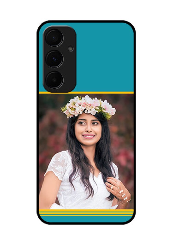 Samsung Galaxy A35 5G Custom Glass Phone Case - Yellow & Blue Design