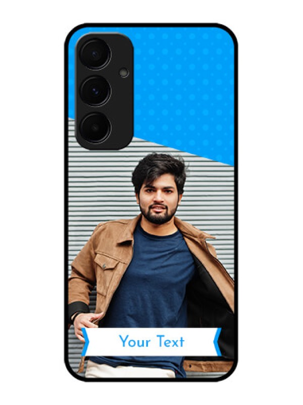 Custom Samsung Galaxy A35 5G Custom Glass Phone Case - Simple Blue Color Design