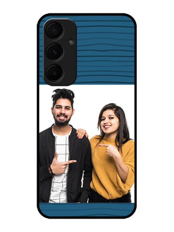 Custom Samsung Galaxy A35 5G Custom Glass Phone Case - Blue Pattern Cover Design