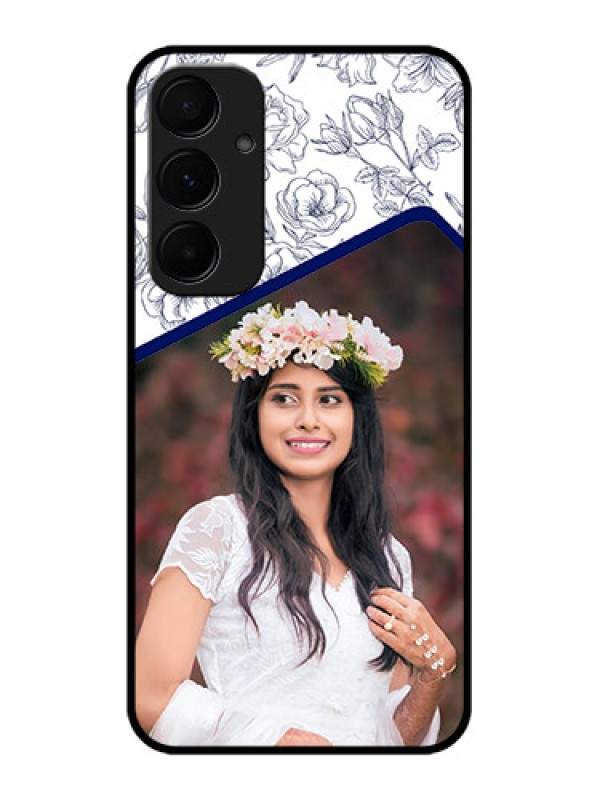 Custom Samsung Galaxy A35 5G Custom Glass Phone Case - Classy Floral Design