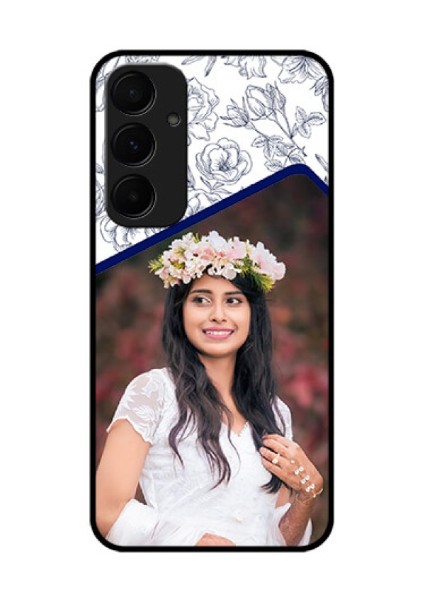 Samsung Galaxy A35 5G Custom Glass Phone Case - Classy Floral Design
