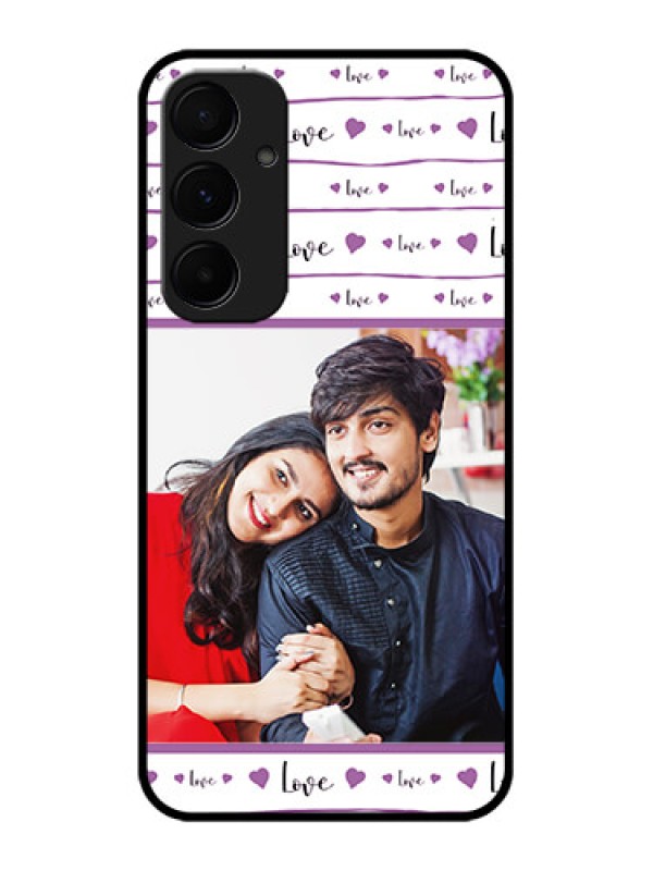 Custom Samsung Galaxy A35 5G Custom Glass Phone Case - Couples Heart Design