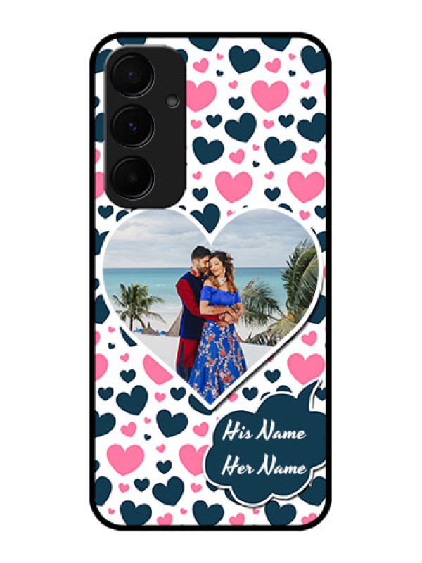 Custom Samsung Galaxy A35 5G Custom Glass Phone Case - Pink & Blue Heart Design