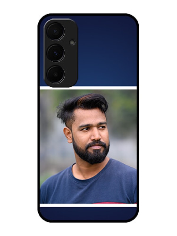 Custom Samsung Galaxy A35 5G Custom Glass Phone Case - Simple Royal Blue Design