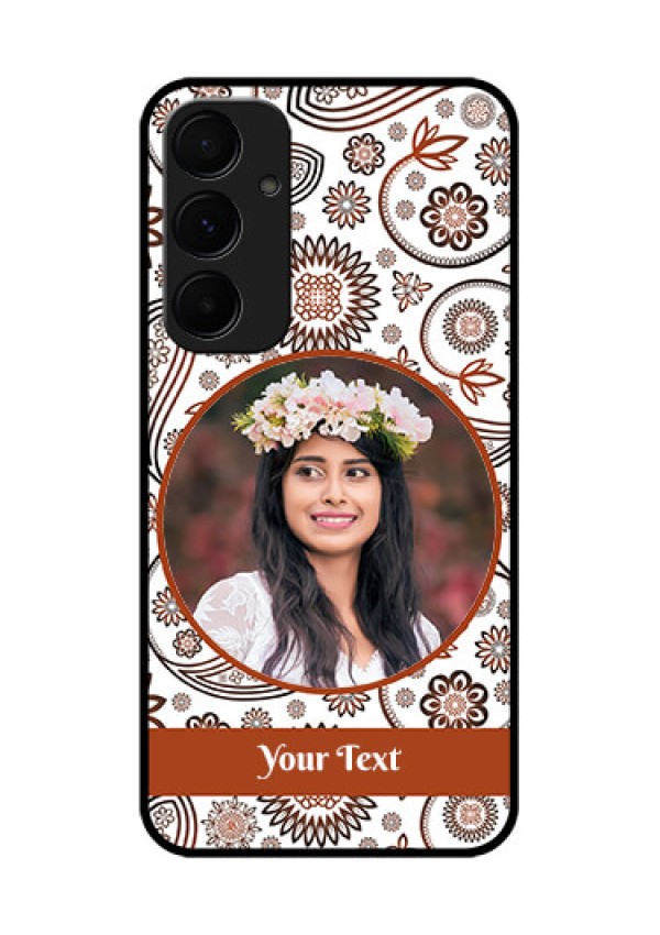 Samsung Galaxy A35 5G Custom Glass Phone Case - Abstract Flower Design