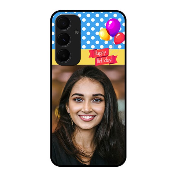 Samsung Galaxy A35 5G Custom Glass Phone Case - Happy Birthday Design Samsung Galaxy A35 5G Custom Glass Phone Case - Happy Birthday Design