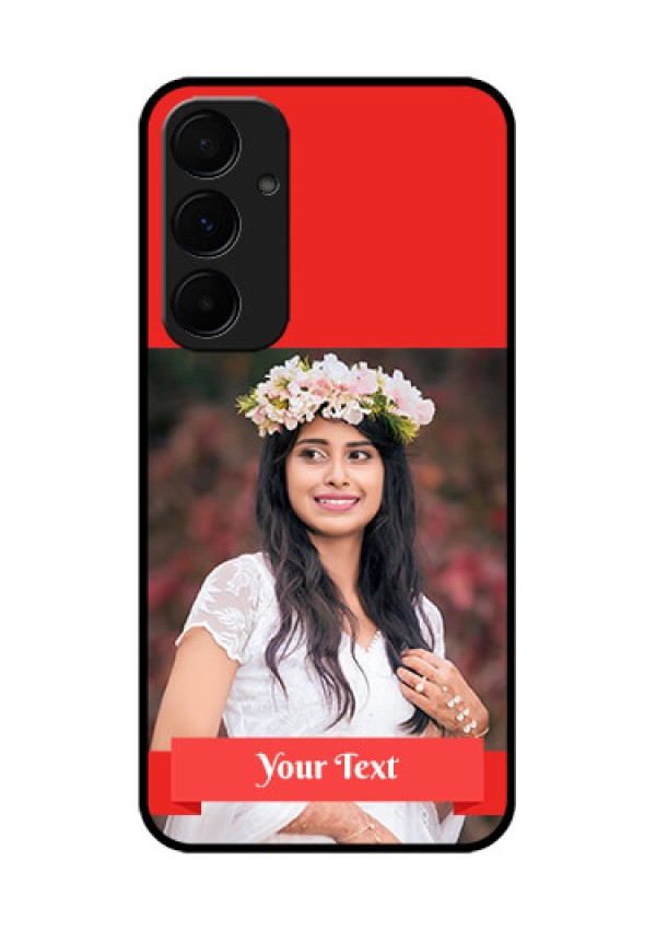 Samsung Galaxy A35 5G Custom Glass Phone Case - Simple Red Color Design