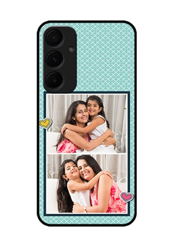 Samsung Galaxy A35 5G Custom Glass Phone Case - 2 Image Holder With Pattern Design