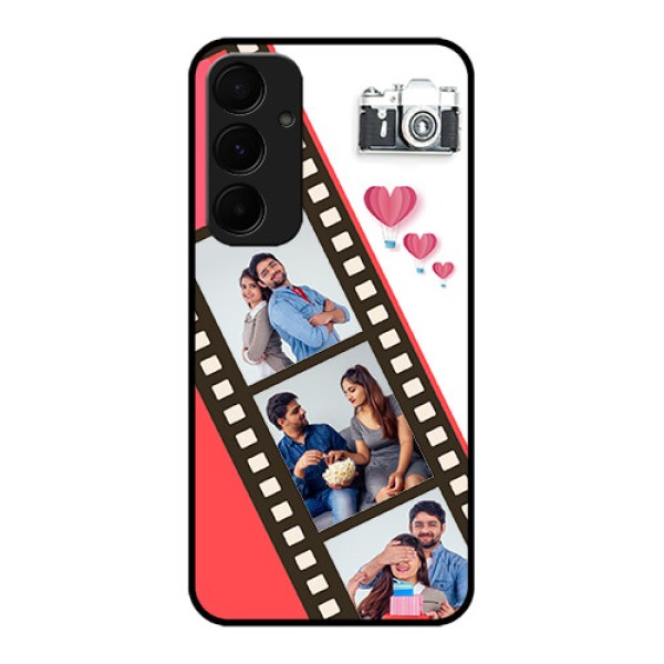 Samsung Galaxy A35 5G Custom Glass Phone Case - 3 Image Holder With Film Reel Samsung Galaxy A35 5G Custom Glass Phone Case - 3 Image Holder With Film Reel