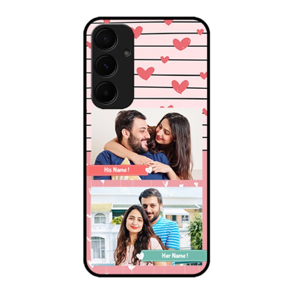 Samsung Galaxy A35 5G Custom Glass Phone Case - Photo With Heart Design Samsung Galaxy A35 5G Custom Glass Phone Case - Photo With Heart Design