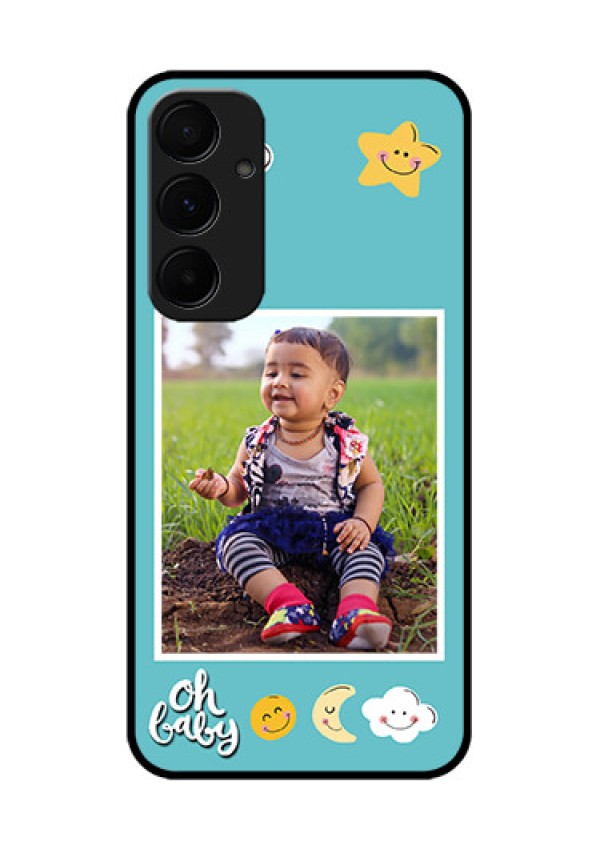 Samsung Galaxy A35 5G Custom Glass Phone Case - Smiley Kids Stars Design