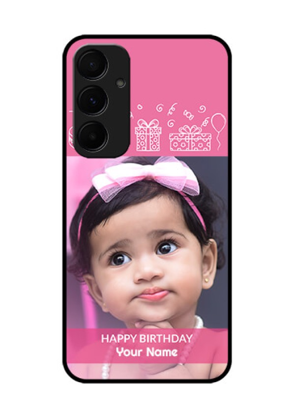 Samsung Galaxy A35 5G Custom Glass Phone Case - With Birthday Line Art Design