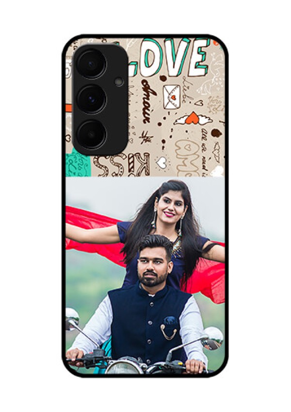 Samsung Galaxy A35 5G Custom Glass Phone Case - Love Doodle Pattern