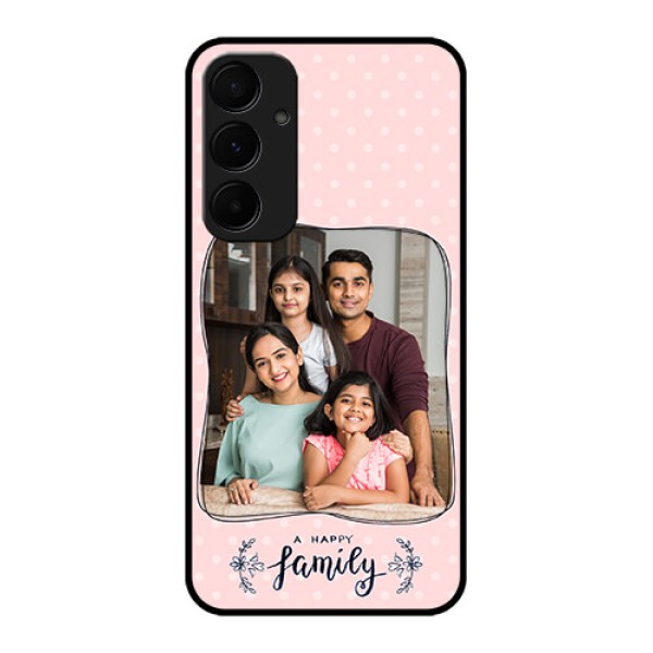 Samsung Galaxy A35 5G Custom Glass Phone Case - Family With Dots Design Samsung Galaxy A35 5G Custom Glass Phone Case - Family With Dots Design