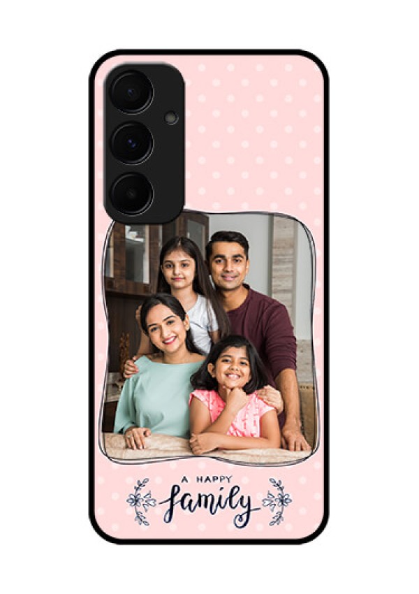 Samsung Galaxy A35 5G Custom Glass Phone Case - Family With Dots Design