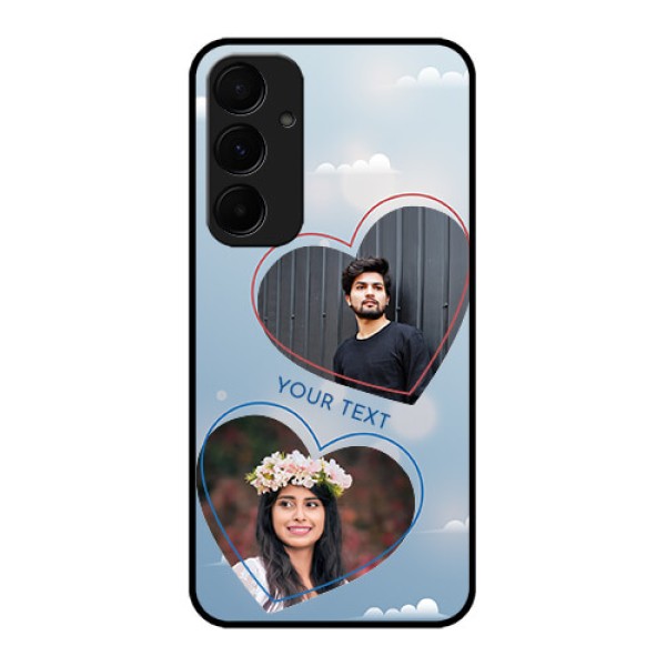 Samsung Galaxy A35 5G Custom Glass Phone Case - Blue Color Couple Design Samsung Galaxy A35 5G Custom Glass Phone Case - Blue Color Couple Design