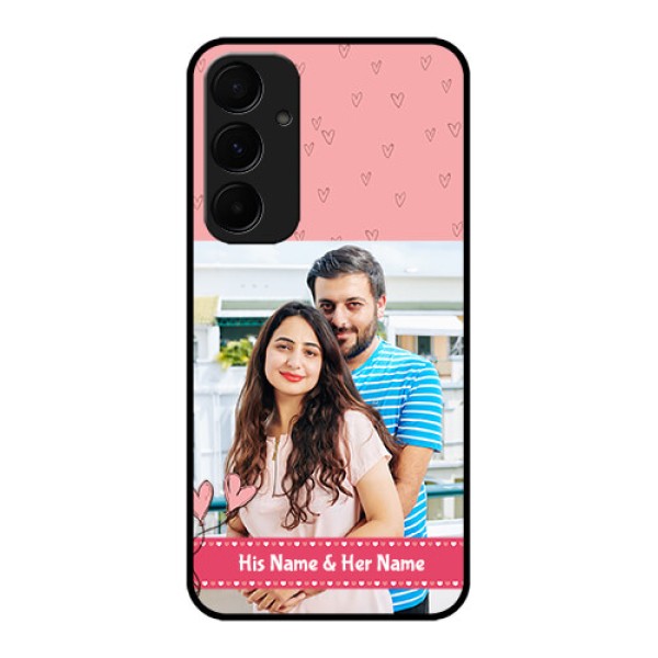 Samsung Galaxy A35 5G Custom Glass Phone Case - Love Design Peach Color Samsung Galaxy A35 5G Custom Glass Phone Case - Love Design Peach Color
