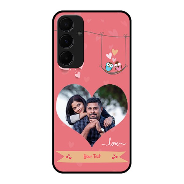 Samsung Galaxy A35 5G Custom Glass Phone Case - Peach Color Love Design Samsung Galaxy A35 5G Custom Glass Phone Case - Peach Color Love Design