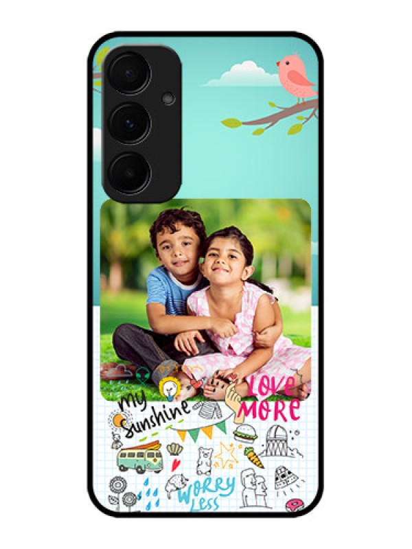Custom Samsung Galaxy A35 5G Custom Glass Phone Case - Doodle Love Design
