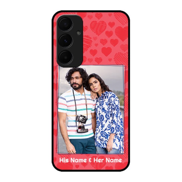 Samsung Galaxy A35 5G Custom Glass Phone Case - With Red Heart Symbols Design Samsung Galaxy A35 5G Custom Glass Phone Case - With Red Heart Symbols Design