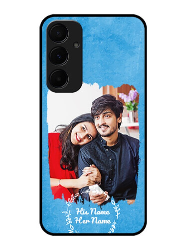 Custom Galaxy A35 5G Custom Glass Phone Case - Blue Color Vintage Design