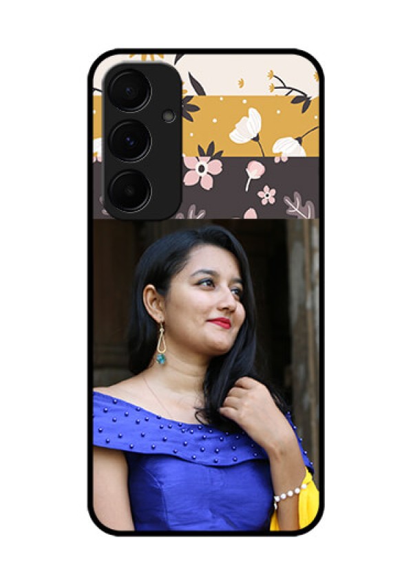 Samsung Galaxy A35 5G Custom Glass Phone Case - Stylish Floral Design