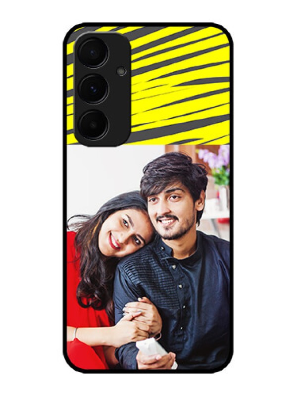 Custom Samsung Galaxy A35 5G Custom Glass Phone Case - Yellow Abstract Design