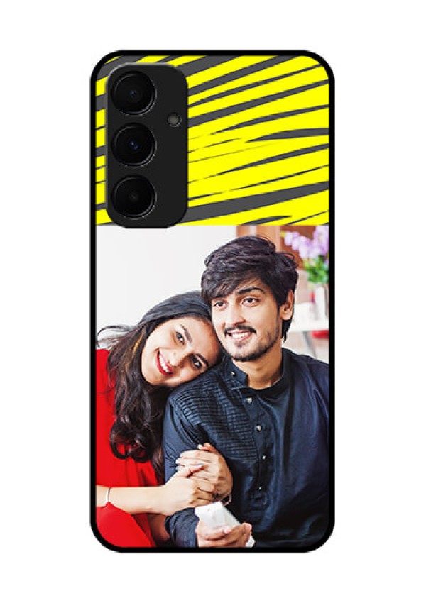 Samsung Galaxy A35 5G Custom Glass Phone Case - Yellow Abstract Design