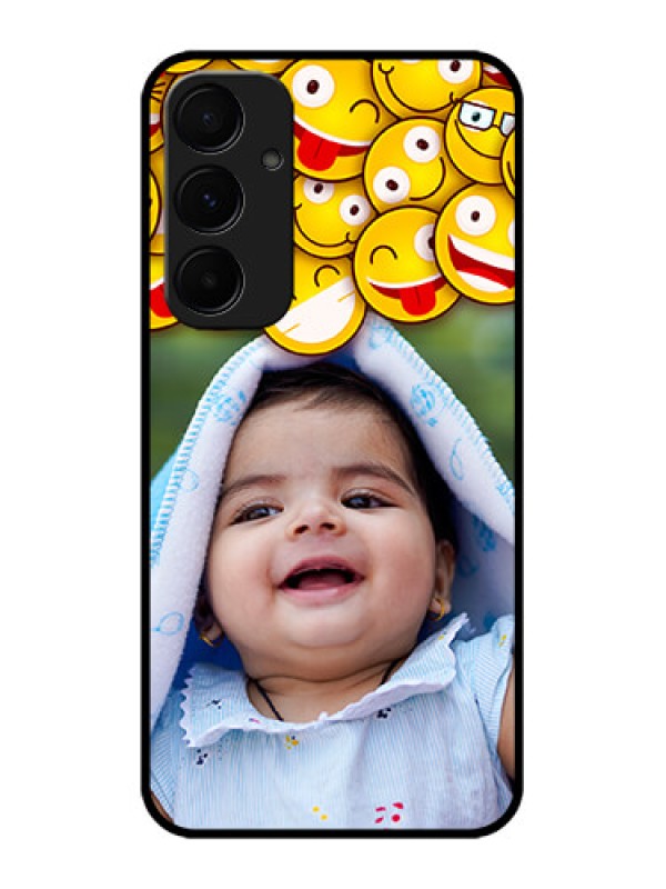 Custom Samsung Galaxy A35 5G Custom Glass Phone Case - With Smiley Emoji Design