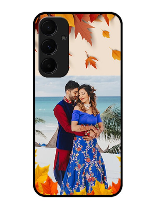 Custom Samsung Galaxy A35 5G Custom Glass Phone Case - Autumn Maple Leaves Design